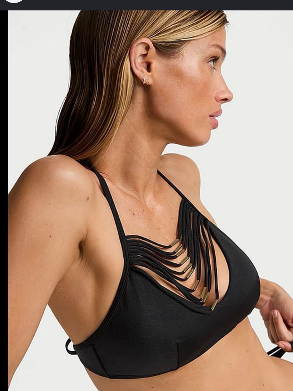 Victorias secret Black Fringe Detail Bikini Top